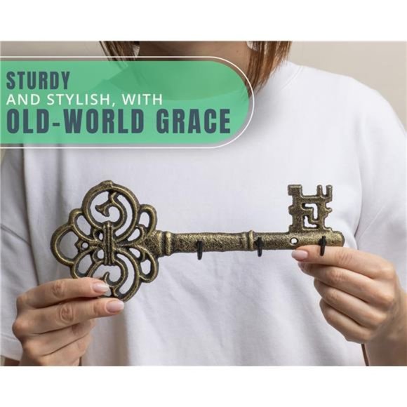 KeyHolder for Wall-Cast Iron Skeleton Key-Decorative Farmhouse Rustic Wall Mount - Picture 5 of 6